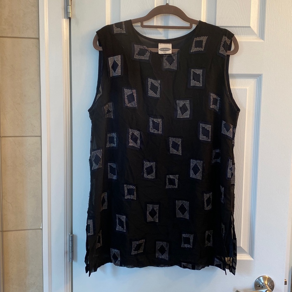 Black and metallic tunic top; Danish design